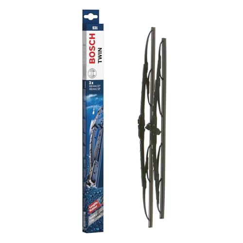 Bosch Twin 531 Limpiaparabrisas Frontal - Set de Escobillas de Recambio para una mayor seguridad en la conducción, con Adaptador Quick-Clip Premontado, 53 cm / 45 cm