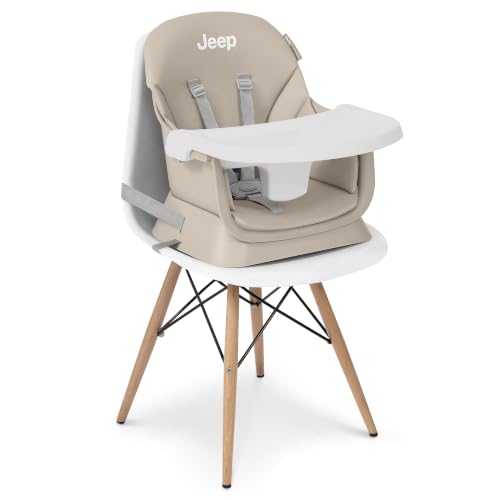 Image of Jeep Milestone 6-in-1 Convertible High Chair by Delta Children, Light Tan | 6-in-1 High Chair Converts to Stool, Booster Seat, Toddler Chair, Activity Table and Desk and Chair for Babies & Toddlers