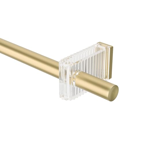 Umbra Flute Curtain Rod 1 Diameter Adjustable 42120 Gold Modern Telescoping Window Rod Set with Decorative Wall Brackets & Easy Installation Hardware