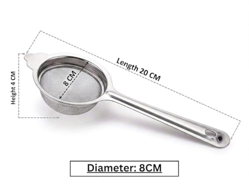 Image of Tea Strainer Stainless Steel 8 cm Medium - Fine Mesh Chai Chalani, Tea Filter for Cup, Coffee Strainer, Rust Resistant Kitchen Siever