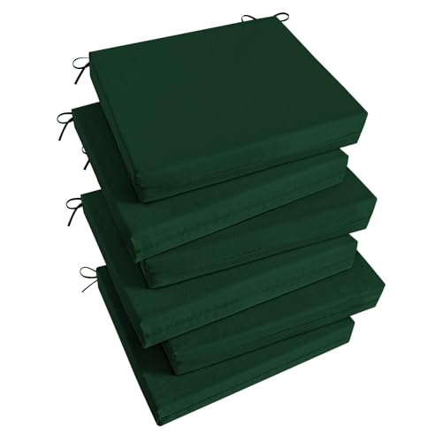 Image of Basic Beyond Outdoor Chair Cushions Set of 6, Square Corner Outdoor Cushions for Patio Furniture, Water Resistant Patio Chair Cushions with 2 Ties, 18.5x16x3, Forest Green