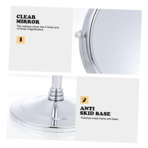 ADOCARN 1pc Vanity Mirror Travel Makeup Mirror Standing Magnifying Women: Double Sided 10x Vanity Cosmetic Tabletop Handheld Mirror 2 Sided Swivel Personal Table Mirror Glass Chic - Image 3