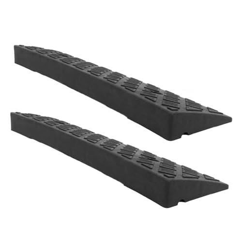 AKOOSY 2 pièces Rampe de Seuil Antidérapante pour Voiture et Fauteuil Plastique Robustes pour Garage Entrée et Chargement Adaptée Aux Tondeuses et Véhicules Légers