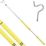 Frebuta Clothes Hook Pole,33 to 51Inch Christmas Hanging Hook Pole Extension Long Adjustable Clothes Rod Assist Tool Sponge Handle Shutters Pole Ceiling Home Reacher Poles (Yellow, 51inch)