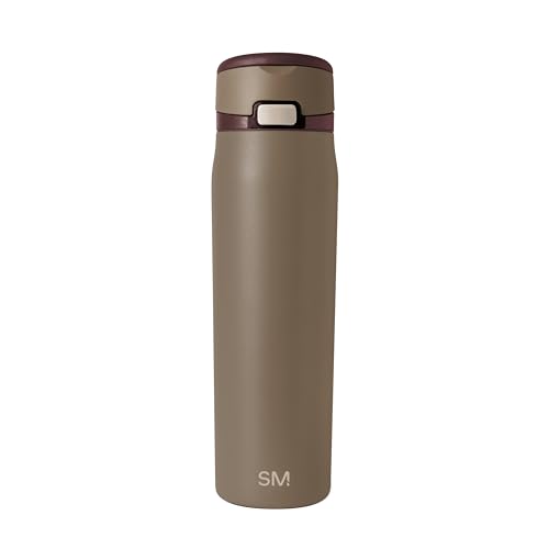 Simple Modern Mesa Loop Water Bottle with Covered Straw and Handle | 24oz Cup Holder Friendly Insulated Stainless Steel Bottles for Travel, Sports and School | Hazelnut