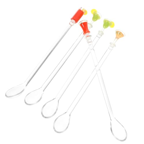 Ciieeo 5Pcs Reusable Cocktail Stirring Sticks Lightweight Juice Mixers for Parties Bars and Gatherings Random Style Drink Swizzle Stirrers for Effortless Mixing and Easy Cleaning