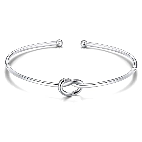 Ginger Lyne Collection Infinity Love Tie the Knot Bracelet for Women Bangle Sterling Silver Adjustable Open Stretch Fits Medium to Large Size Wrist Friendship Bridesmaids Gift