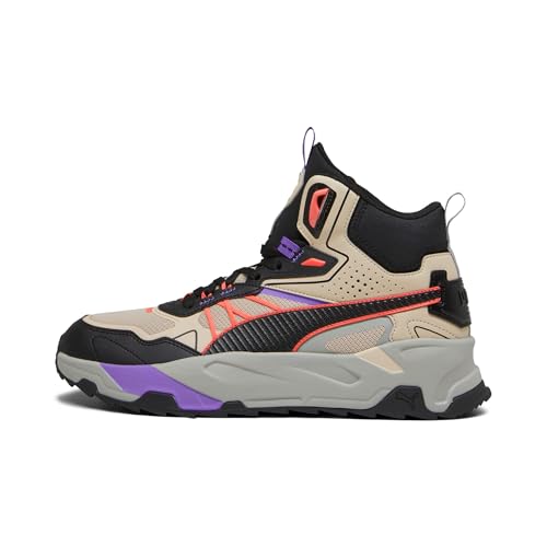 PUMA Unisex Trinity Mid Hybrid Leichtathletik-Schuh, Granola Black Fiery Coral, 44.5 EU