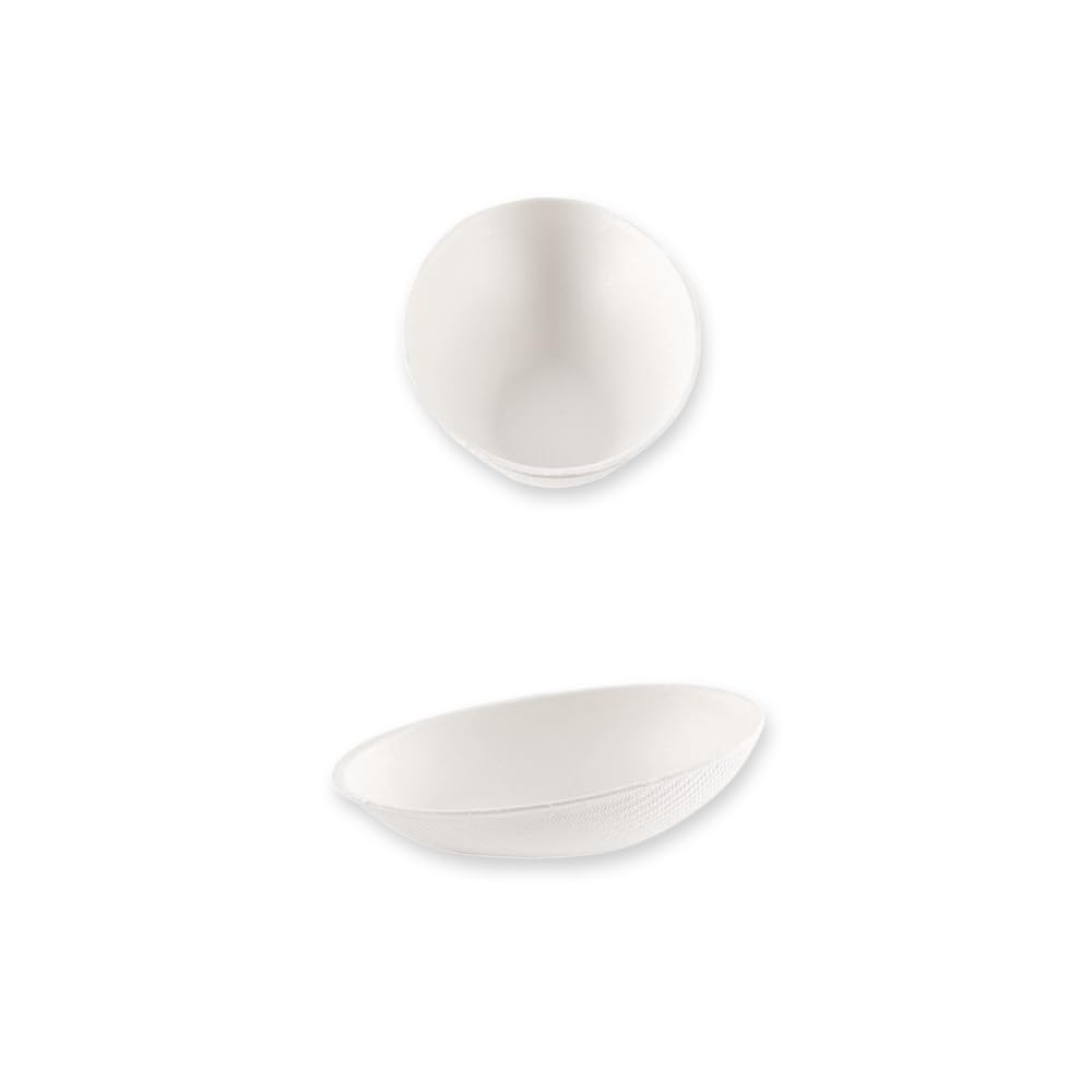 FRANZ MENSCH 1000 Stück NATUREStar Fingerfood-Schalen, oval | Zuckerrohr, Karton, weiß, L: 8cm, B: 5,4cm, Fingerfood Schalen, Zuckerrohrschalen, Einweggeschirr, Einwegteller, Partygeschirr