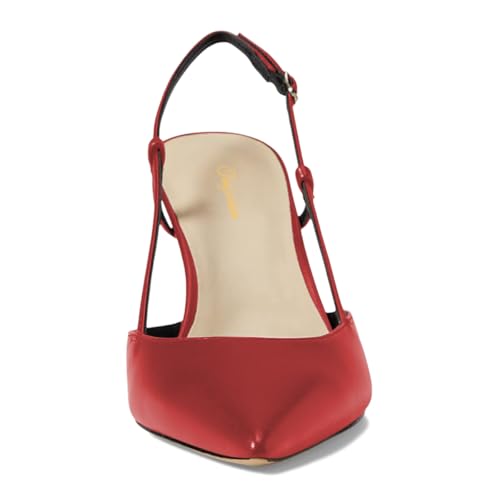 Tang'scuisins Women Fashion Slip on Slingback Buckle Pumps Closed Pointed Toe Stiletto High Heels Sandals Dress Party Wedding Prom Shoes Size 4-16 US4