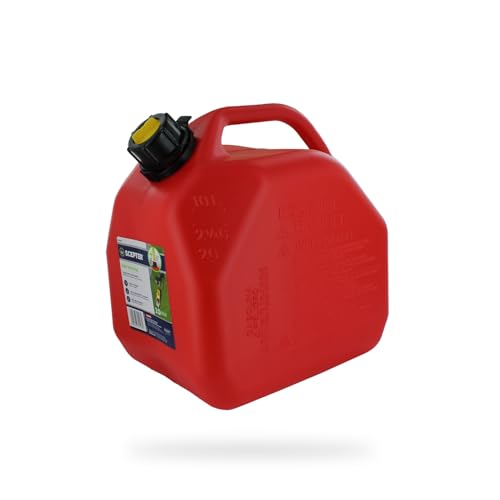 SCEPTER - Jerrican Avec Bec Verseur PRO - Pour Eau, Carburants, Lubrifiants Et Plus - Bouchon Dévissable - Plastique - 10 L - Rouge