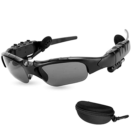 Bluetooth Sunglasses with Headset Wireless Music Sunglasses Men Women Sport Sunglasses Smart Glasses Handfree Call Headphone Built-in Mic for Smart Phone Outdoor Cycling Running Driving Fishing Black