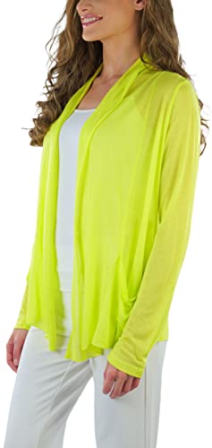 Image of ToBeInStyle Womens Open Front Long Sleeve Lightweight Asymmetrical Draped Cardigan with Side Pockets