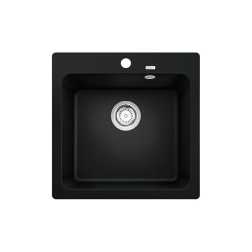BLANCO NAYA 5 | Granitspüle aus SILGRANIT schwarz | Einbauart: Einbau von Oben | für 50 cm breite Unterschränke | Großes Beckenvolumen für optimale Nutzung | Reinigungsfreundliche Öberfläche