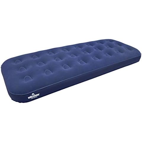 Milestone Camping Flocked Airbeds / Single Or Double Bed Size / Easy Inflate & Deflate / Weatherproof / Great For Camping, Festivals, Sleepovers & Family Gatherings Cover