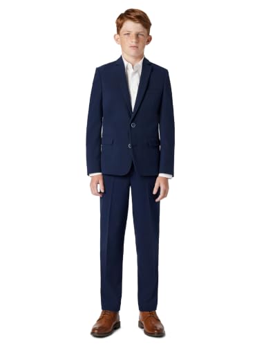 Image of Calvin Klein Boys Flat-Front Bi-Stretch Dress Pant, Straight Leg Fit, Belt Loops & Front Pockets