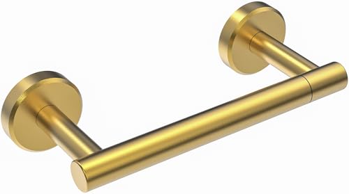 Image of RARXTR Gold Toilet Paper Holder SUS304 Stainless Steel Double Post Pivoting Toilet Paper Roll Holder Wall Mounted Toilet Tissue Holder for Commercial Bathroom RV Brushed Brass Finish