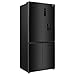 HYE American Fridge Freezer - Cross Door American Style Fridge Freezer With Water Dispenser, No Frost, Ultra Thin Design With 4mm Clearance, Flex Zone Cooling, Sleek Black Stainless Steel Finish