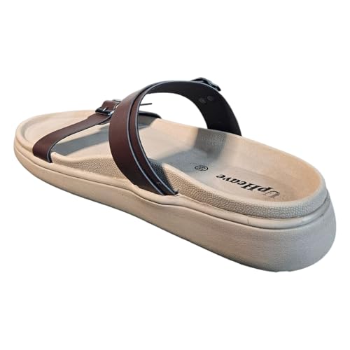 Image of Women's Vegan Leather Flat Sandals | Stylish Ladies Sandal with Cushioned Footbed | Lightweight & Waterproof EVA Sole | Comfortable Everyday Wear