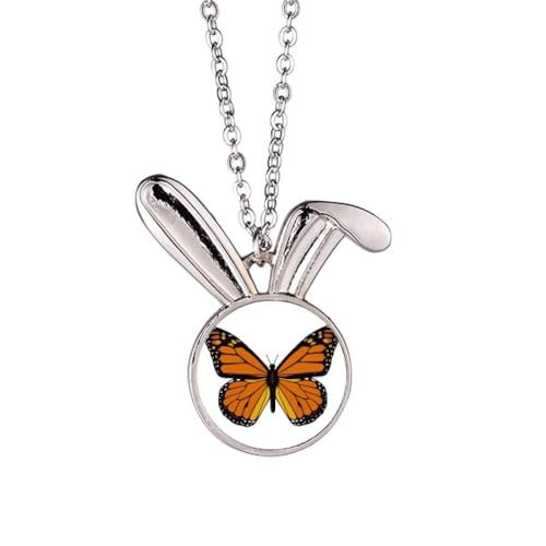Collier lapin orange avec pendentif pour femme au style mignon