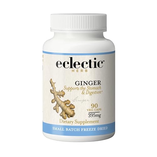 Eclectic Herb - Ginger Capsules | Antioxidants for Heart Support & Digestive Health | Herbal Supplement | US-Grown, Organic, Vegan, Non-GMO, Gluten Free (90 CT | 395 mg)