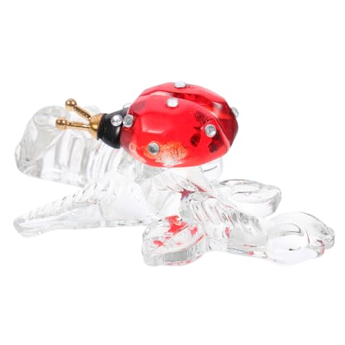 DRESSOOS Figura Decorativa de Cristal Mariquita Roja Estatua Realista para Escritorio Sala Hogar Regalo y Decoración Interior y Exterior