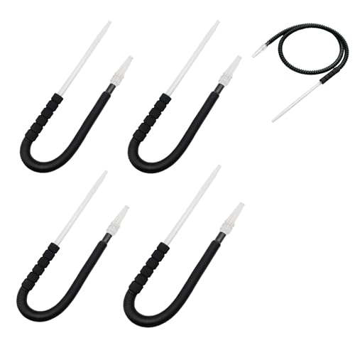 4 Pack KKDUCK Black Telescopic Hookah Hose With Glass Mouthpiece Handle – 11.8 Inch To 70 Inch Extendable Hookah Accessories Foam Handles With Hose Connector For Shisha