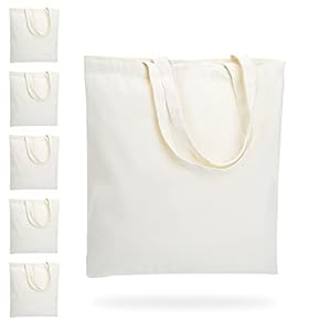 HTVRONT Canvas Tote Bag 6 Pack – 10 Oz Sublimation Tote Bags Blank Lightweight, Reusable Grocery Bags Sustainable Eco Friendly, Use for DIY Gift Bags, Heat Transfer, Sublimation
