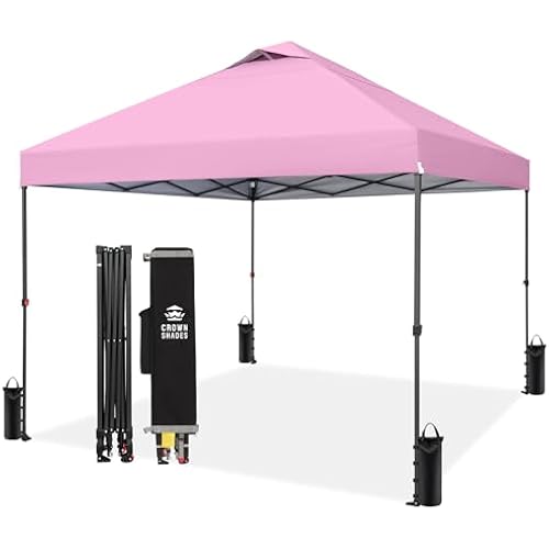 CROWN SHADES 10x10 Pop Up Canopy Tent, Outdoor Canopy, Pink