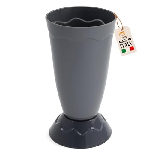 AKITAInk Portaombrelli Vulcano Moderno 27x27x50,5 cm | Porta Ombrelli in Plastica Resistente con Decoro a Onde | Design Elegante e Funzionale per Ingresso Casa o Ufficio (GRIGIO)