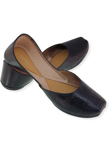 Image of Fulkari Women Cutwork Casual Genuine Soft Leather Jutis | Bite and Pinch Free Juttis | Punjabi Jutti | Girl's Office Flat Ladies Mojari | dailywear Ethnic Juti |