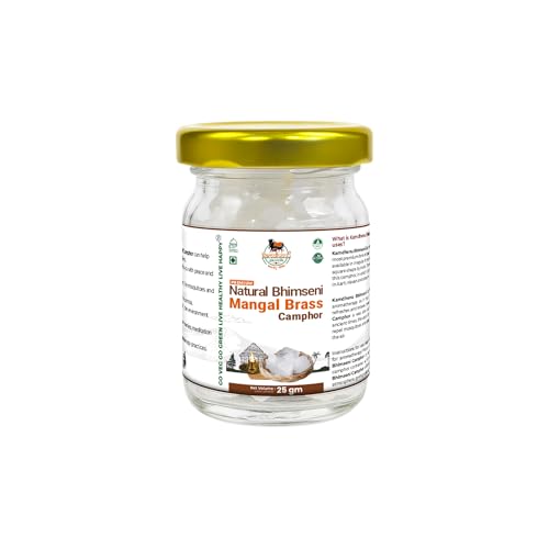 Image of First Hygienic Premium Glass Jar Pack & Lab Tested Edible Grade Solid Crystals Natural Bhimseni Camphor | 100% Pure Organic Mangal Brass Kapoor | Pooja, Havan, Aarti & Aromatherapy Pacha Karpooram |