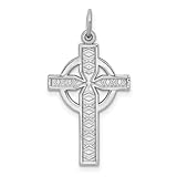 JewelryWeb 14k White Gold Solid Polished Irish Claddagh Celtic Trinity Knot Religious Faith Cross Charm 18x13mm Pendant Necklace for Women