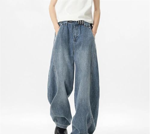 Men High Street Wide Leg Denim Pants Summer Baggy Casual Office Work Trousers Streetwear2