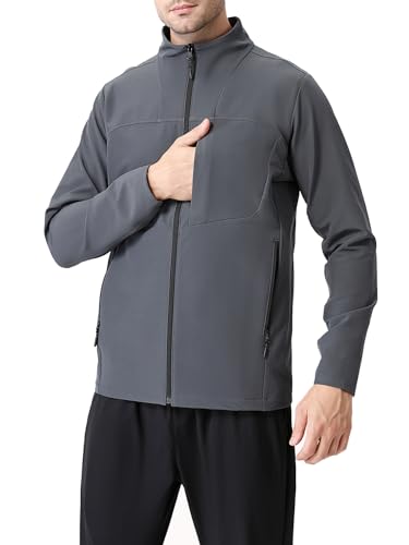 Image of Men's Lightweight Softshell Jacket Waterproof Windbreaker Work Jackets Coats for Tactical Hiking Outdoor with Pockets(Dark Grey,XL)