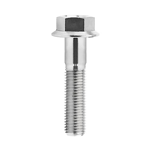 Image of Ti Screws M10 x 20 25 30 35 40 45 50 55 60 65 70 75 80 90 100mm 1.25 Pitch Titanium Flange Hex Bolt Pack of 4 (Silver, M10x45mm)
