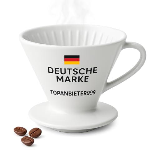 Porzellan Kaffeefilterhalter Größe 4 – hochwertig - Handfilter in Weiß, wiederverwendbarer Pour Over für 1–4 Tassen, für aromatischen Filterkaffee, top Qualität...