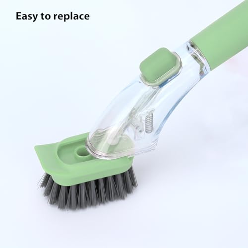 Image of DAPOWER Dish Brush Refill Head, Replaceable Nylon Bristles Brush Heads - 2 Pack (Light Green)