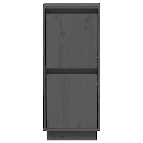 Vidaxl Cabinet 2 Pcs, Wooden Sideboard With Doors, Accent Storage Cabinet For Living Room Dining Room Bedroom, Side Cabinet, Gray Solid Wood Pine #TOP4