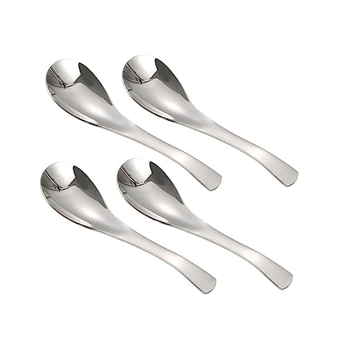 4Pcs Thick Heavy Weight Stainless Steel Soup Spoons Table Spoons for Everyday Use and Ergonomic Design for Family and Friends