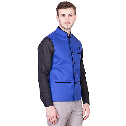 Image of FABOO Men's Jute Blend Solid Nehru Jacket Waistcoat, Regular Fit Ethnic Jacket