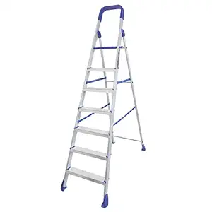 ZOSHOMI ORRIL Maple Aluminium Ladder Folding 7 Step with Platform Strong and Durable (Made in India) - Silver