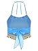 Lpdshaa Women's Sparkly Sequin Tassel Crop Top Bandage Belly Dance Bra Festival Rave Halter Top Sky Blue One Size