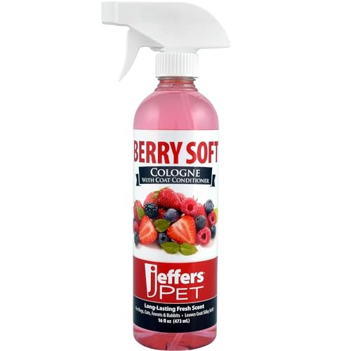 Jeffers Pet Cologne for Dogs, Cats, Rabbits & Ferrets, Berry Soft 16oz – Soap-Free, Conditioner for Silky Coats, Safe & Fresh Fragrance, Deodorizing Spray for Pets, Grooming Essentials