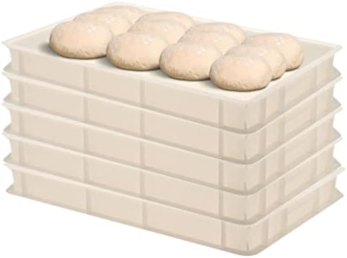 (23.6 inch x 15.74 inch x 2.75 inch), Dough Proofing Box,(5 Pack), White, Commercial Stackable Pizza Proofing Dough Box