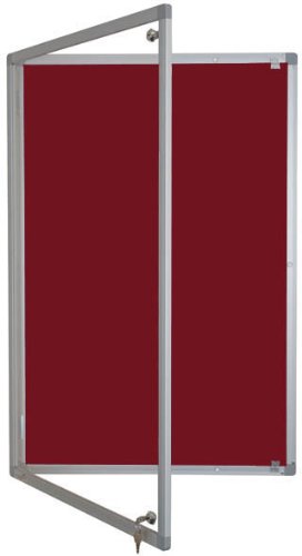 Tamperproof Lockable Noticeboard Class 1 Aluminium Framed 1200mm x 900mm, Burgundy