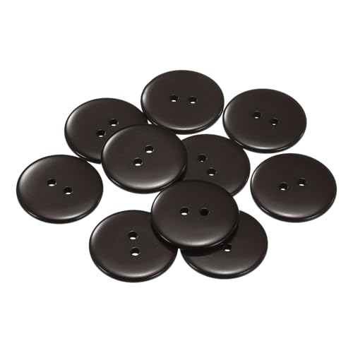 QUARKZMAN 10pcs Botones de Resina, 2 Agujeros 25mm Botones Redondos de Costura Botón Decorativo de Coser para Trajes Ropa Camisas Pantalones Manualidad Bricolaje, Marrón
