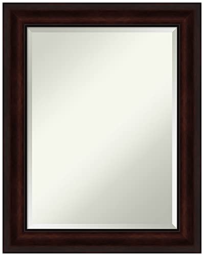 Image of Amanti Art Framed Vanity Mirror | Bathroom Mirrors for Wall | Coffee Bean Brown Mirror | Wall Mounted Mirror | Medium Mirror | 29.25 x 23.25 in.