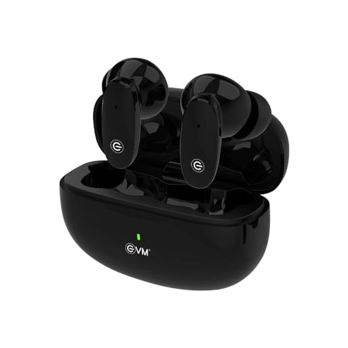 Image of EVM EnBuds Pro TWS - 44 Hours Playtime - True Wireless Earbuds with ENC & Quad Mics - Type C Charging Port - 13mm Speakers, 500 mAh Battery & BT 5.3-1 Year Warranty (EVM-TWS-05-P) (Black)