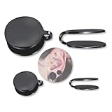 15mm & 10mm Keloid Pressure Earring Set for Women and Men | Clip on Compression Earrings for Swelling (Black)